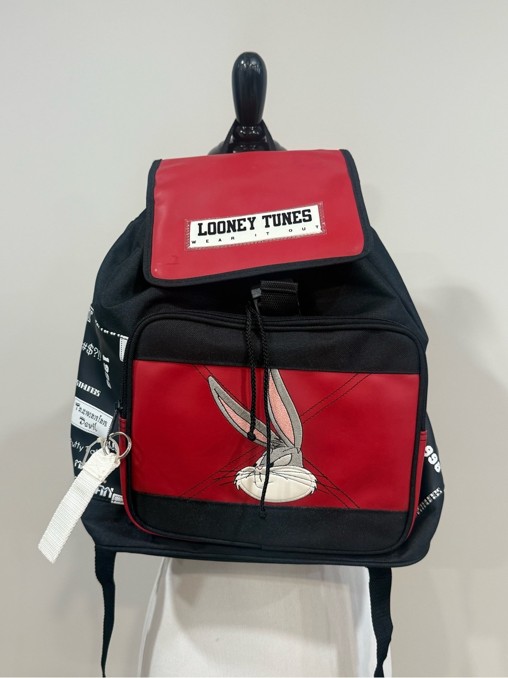 Vintage 1998 Looney Tunes Bugs Bunny Taz Backpack Red Black Warner Bros